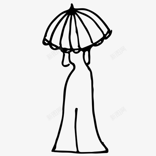 带伞女士手绘素描svg_新图网 https://ixintu.com 女士 带伞 素描 手绘 图标