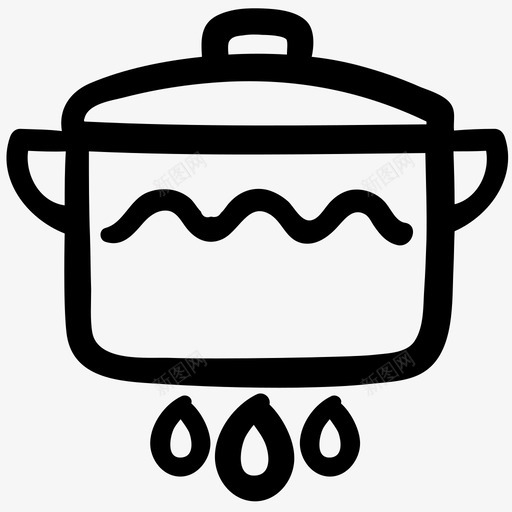 煮锅食物热svg_新图网 https://ixintu.com 煮锅 食物 厨房 轮廓 涂鸦
