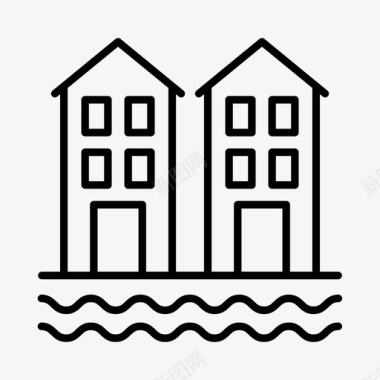 海滨住宅公寓建筑物图标