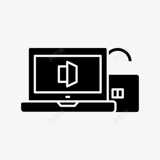 打开代码gylphsvg_新图网 https://ixintu.com 笔记本 电脑 打开 代码 挂锁 解锁