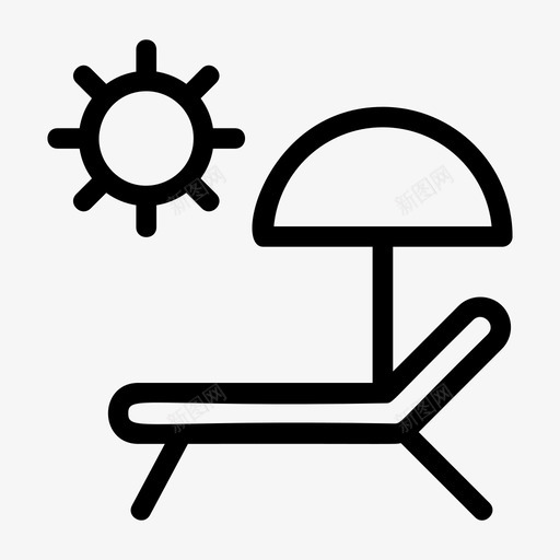 晒黑海滩长凳svg_新图网 https://ixintu.com 晒黑 海滩 长凳 躺椅 太阳 太阳雨 雨伞 假日 系列 图标