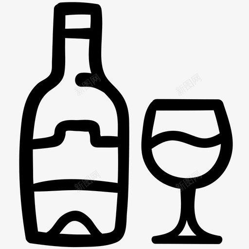 酒瓶子饮料svg_新图网 https://ixintu.com 酒瓶子 饮料 玻璃杯 食物 轮廓 涂鸦