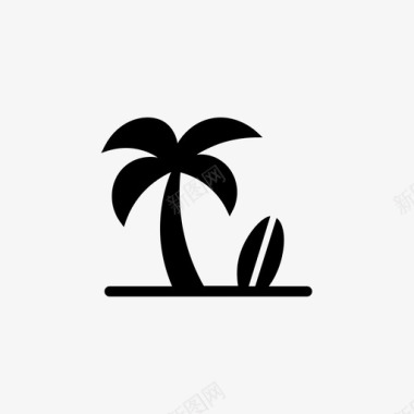 海滩椰树暑假图标