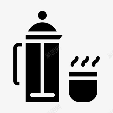 咖啡法式榨汁机热的图标