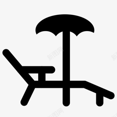 椅子沙滩雨伞图标