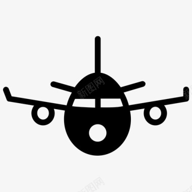 飞机空中旅行运输字形矢量图标图标