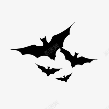 万圣节蝙蝠飞行飞行蝙蝠万圣节图标集图标