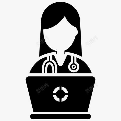 在线支持咨询医生svg_新图网 https://ixintu.com 在线 支持 咨询 医生 笔记本 电脑 医疗 医疗保健 图标