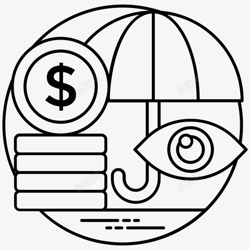 安全投资保险单银行和金融线路图标svg_新图网 https://ixintu.com 安全 投资 保险单 银行 金融 线路 图标
