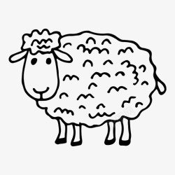 素描绵羊绵羊动物手绘高清图片