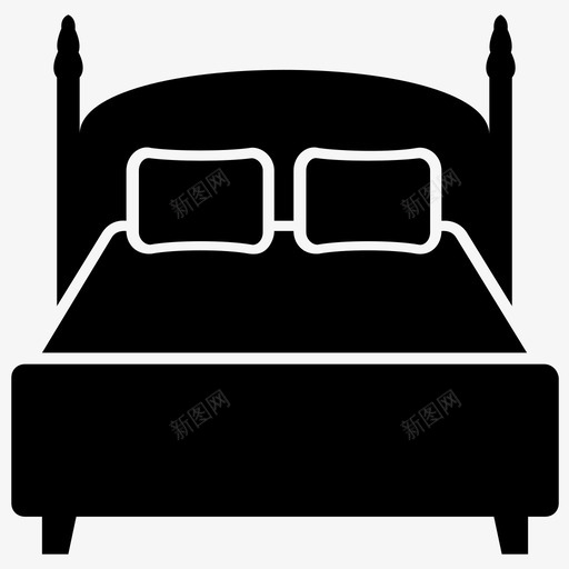 床卧室放松svg_新图网 https://ixintu.com 卧室 放松 睡眠 木制家具 字形 图标