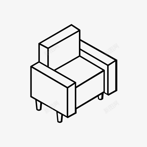 沙发3d家具svg_新图网 https://ixintu.com 轴测 沙发 家具 座椅 单人 图标