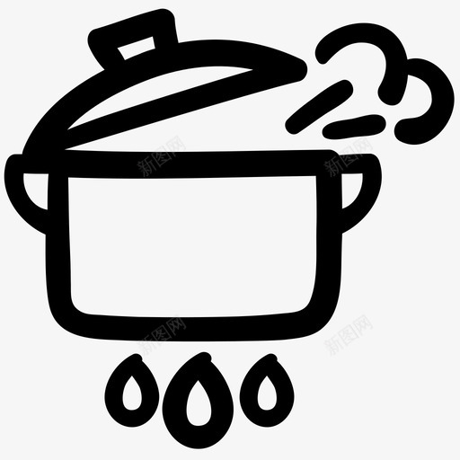煮锅食物热svg_新图网 https://ixintu.com 煮锅 食物 厨房 轮廓 涂鸦