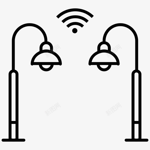 路灯物联网信号svg_新图网 https://ixintu.com 联网 路灯 信号 无线 勾画