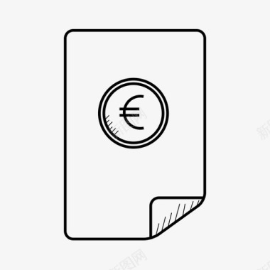 欧元付款欧元汇票收据图标