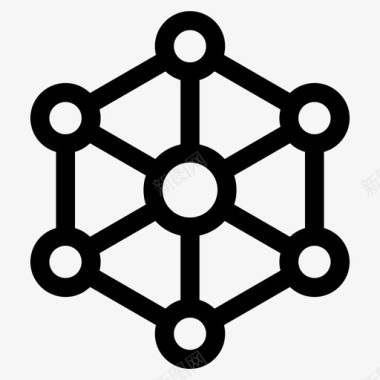 六边形连接网络图标