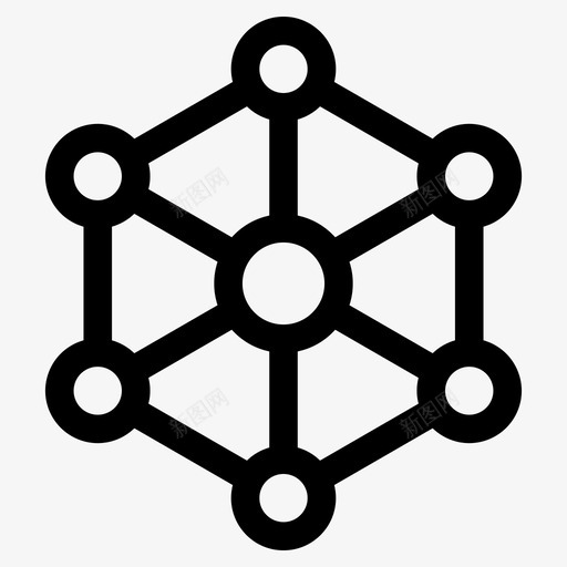 六边形连接网络svg_新图网 https://ixintu.com 网络 六边形 连接 网络技术 互联网 图标