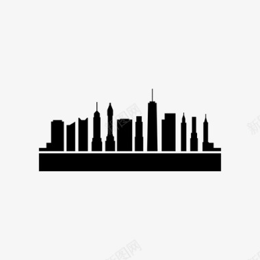 纽约天际线建筑摩天大楼图标