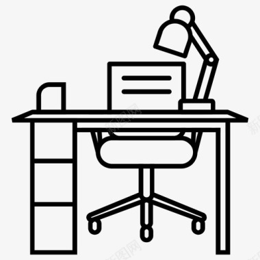 办公桌椅子工作空间图标