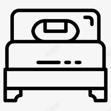 单人床卧室酒店图标