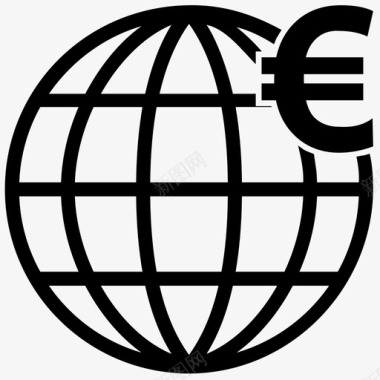 国际货币欧元全球图标