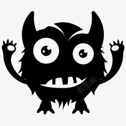 怪物尖叫毛茸茸的怪物游戏角色怪物咆哮和尖叫雕文图标高清图片