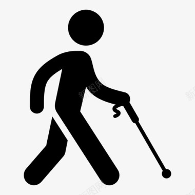 瞎子残疾人走路图标