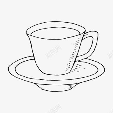 咖啡杯饮料素描图标