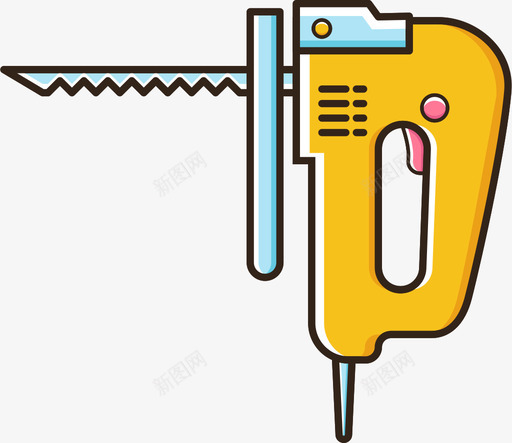 电锯svg_新图网 https://ixintu.com 电锯 锯子 手锯 木工 锯条 扁平 手绘 精美 填充 多色 圆润