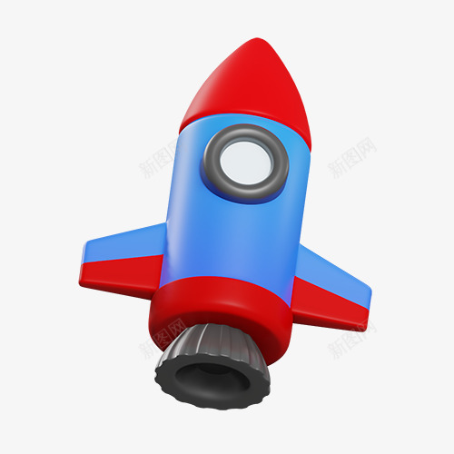 3D卡通立体火箭图png免抠素材_新图网 https://ixintu.com 卡通 立体 火箭
