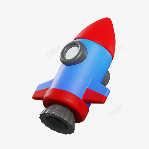 3D卡通立体火箭图png免抠素材_新图网 https://ixintu.com 卡通 立体 火箭