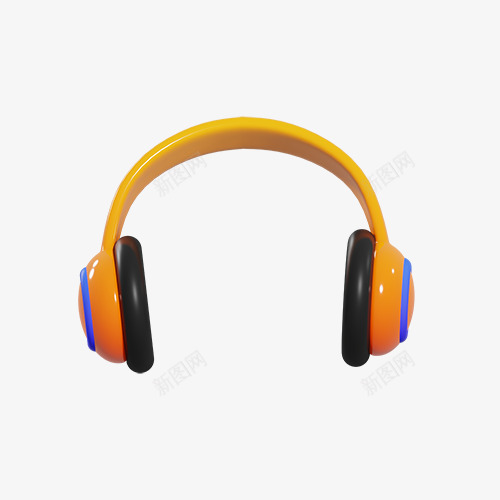 3D卡通立体头戴式耳机图png免抠素材_新图网 https://ixintu.com 卡通 立体 头戴 耳机