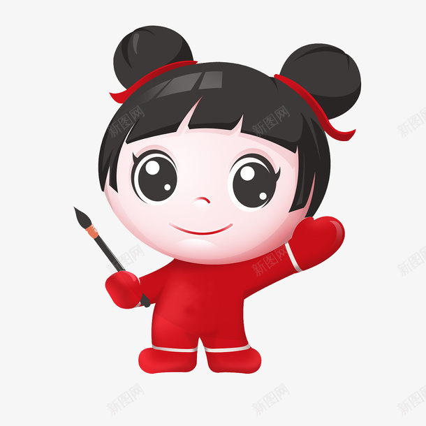 可爱卡通女娃娃红色png免抠素材_新图网 https://ixintu.com 卡通 娃娃 可爱娃娃 标志