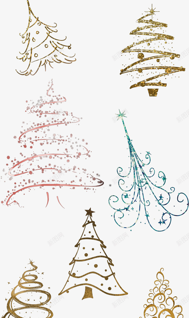 圣诞树烫金圣诞快乐png免抠素材_新图网 https://ixintu.com 免扣元素 圣诞树 手绘圣诞树 烫金 装饰