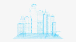剪纸风城市粒子城市科技大厦科技楼全息粒子高清图片