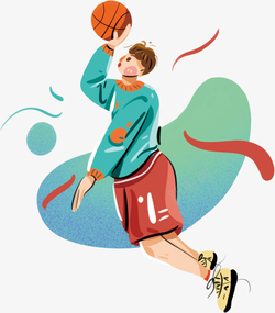 扁平化篮球篮球卡通扁平化投篮的人高清图片