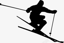 滑雪动作滑雪剪影下坡高清图片