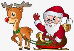 卡通圣诞老人座驴车素材