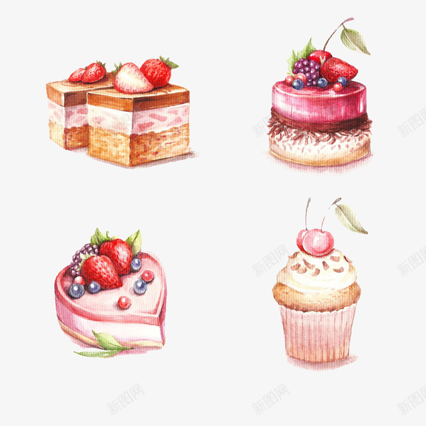 水彩插画蛋糕png免抠素材_新图网 https://ixintu.com 水彩 插画 蛋糕 食物