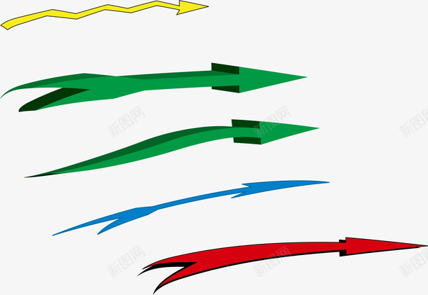 立体的多箭头png免抠素材_新图网 https://ixintu.com 箭头 引导 使用 功能 立体