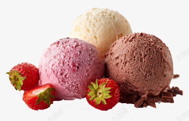 草莓水果三色冰激凌png免抠素材_新图网 https://ixintu.com 草莓 水果 冰激凌 食物