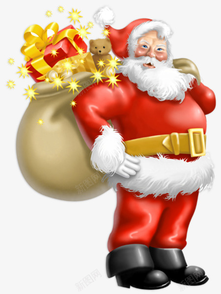 圣诞老人背金包png免抠素材_新图网 https://ixintu.com 圣诞老人 圣诞元素 圣诞节 圣诞礼物