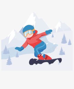 卡通矢量雪橇卡通人物滑雪小场景高清图片