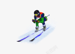 矢量彩绘滑雪姿势滑雪下坡姿势高清图片