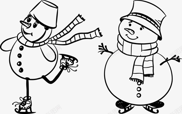 卡通圣诞1280830png免抠素材_新图网 https://ixintu.com 冬天 圣诞 雪人 滑雪