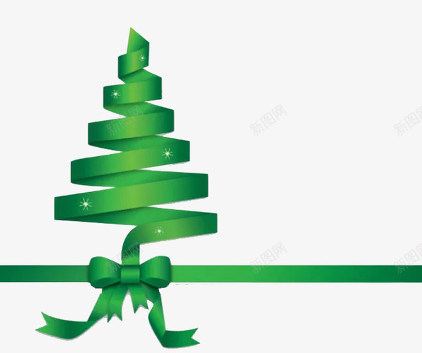 圣诞节缎带树png免抠素材_新图网 https://ixintu.com 圣诞 圣诞树 缎带 绿色