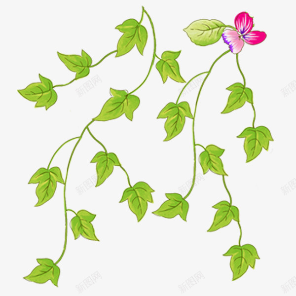 绿色植物蔷薇png免抠素材_新图网 https://ixintu.com 绿色植物 蔷薇 手绘 艺术