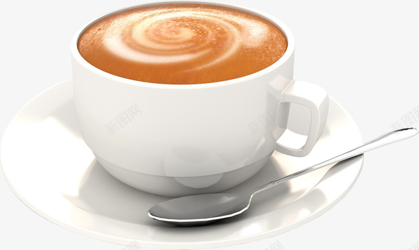 一杯带勺子的咖啡png免抠素材_新图网 https://ixintu.com 一杯咖啡 勺子 咖啡 拉花 杯子 白色 白色拉花 香浓咖啡