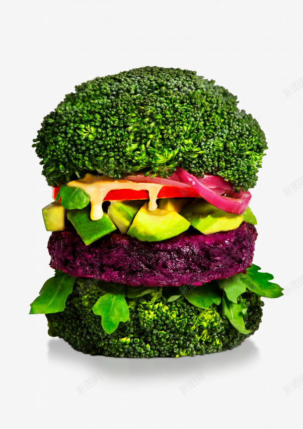 绿色蔬菜组合汉堡png免抠素材_新图网 https://ixintu.com 蔬菜 绿色 健康 汉堡 组合