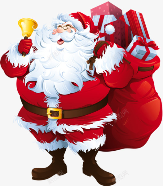 卡通圣诞老人摇铃铛png免抠素材_新图网 https://ixintu.com 圣诞元素 圣诞礼物 圣诞老人 圣诞节 圣诞节老公公 手摇铃铛 背包袱的圣诞老人 背着包袱